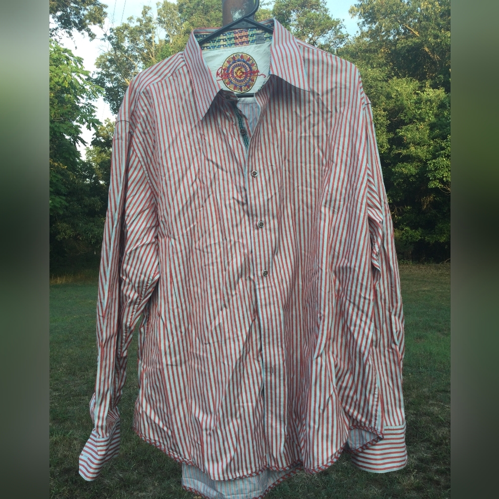 Robert Graham Striped Flip Cuff Shirt XXL